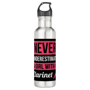 Never Underestimate A Girl With A Clarinet This fu 710 Ml Water Bottle