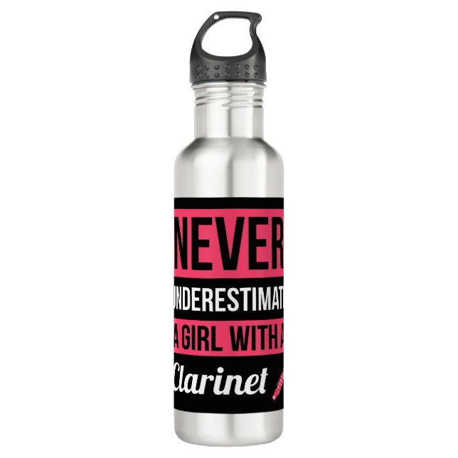 Never Underestimate A Girl With A Clarinet This fu 710 Ml Water Bottle (Front)