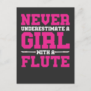 Never Underestimate A Girl With A Flute Gift Music Postcard