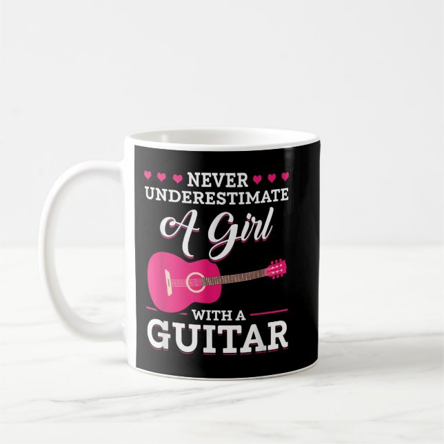 Never Underestimate A Girl With A Guitar Coffee Mug (Left)