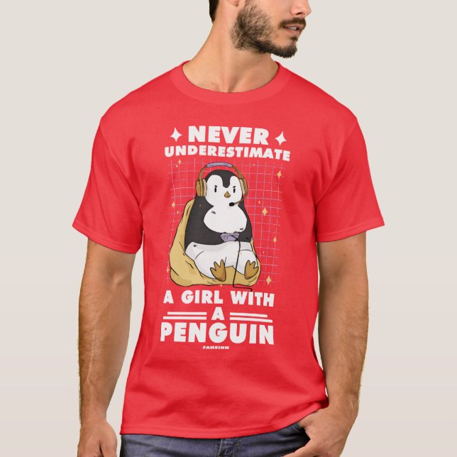 Never Underestimate A Girl With A Penguin Gaming b T-Shirt (Front)