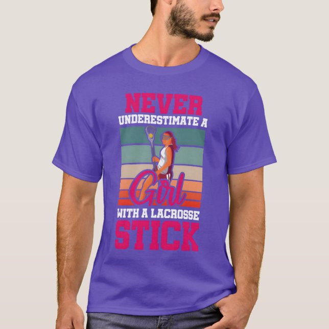 Never Underestimate a Girl With a Stick Sports fam T-Shirt (Front)
