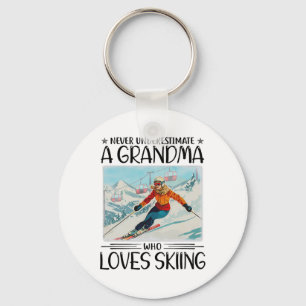Never Underestimate A Grandma Who Loves Skiing Key Ring