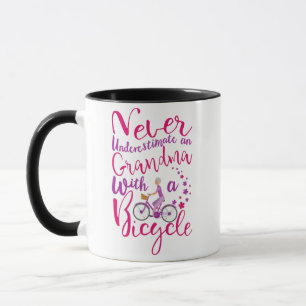 Never Underestimate A Grandma With A Bicycle Cool Mug