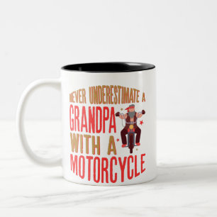 Never Underestimate A Grandpa with a Motorcycle Two-Tone Coffee Mug