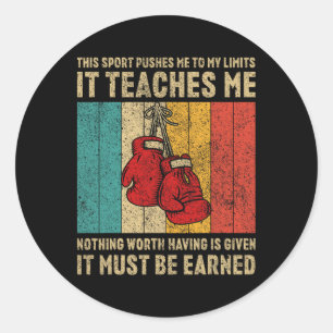 Never Underestimate A Grandpa With Boxing Gloves B Classic Round Sticker