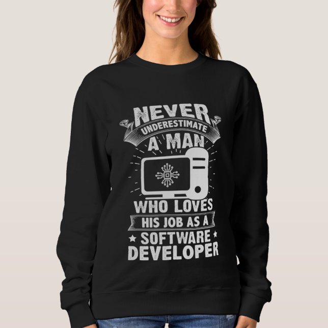 Never Underestimate A Man As A Software Developer Sweatshirt (Front)