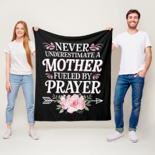 Never Underestimate A Mother Fuelled By Prayer Fleece Blanket