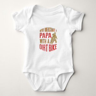 Never Underestimate A Papa With A Dirt Bike  Funny Baby Bodysuit