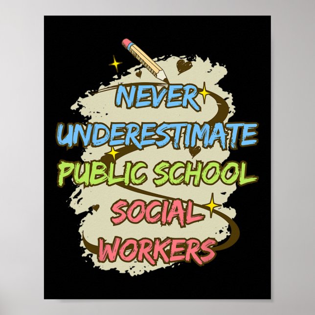 Never Underestimate A Public School Social Worker  Poster (Front)
