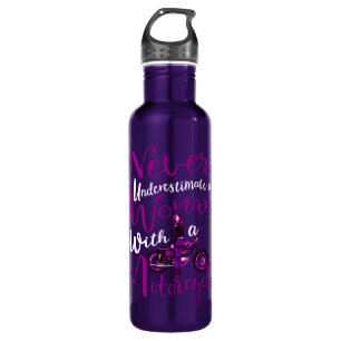 Never Underestimate A Woman With a Motorcycle Gift 710 Ml Water Bottle