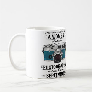 Never Underestimate A Women Who Loves Photography Coffee Mug