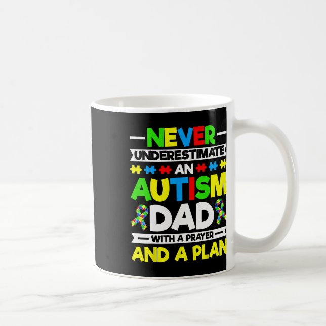 Never Underestimate An Autism Dad - Autism Awarene Coffee Mug (Right)