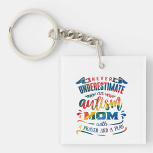 Never Underestimate an Autism Mum Rainbow Key Ring