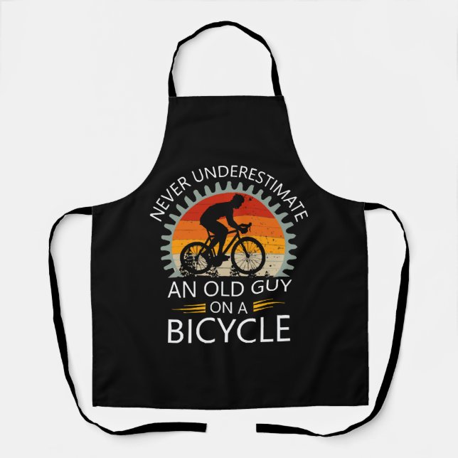  Never Underestimate An Old Guy On A Bicycle Apron (Front)