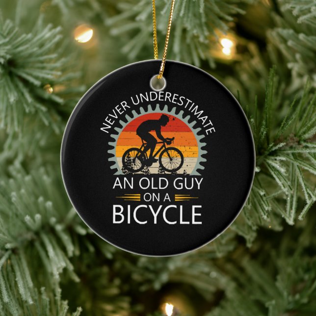  Never Underestimate An Old Guy On A Bicycle Ceramic Tree Decoration (Tree)