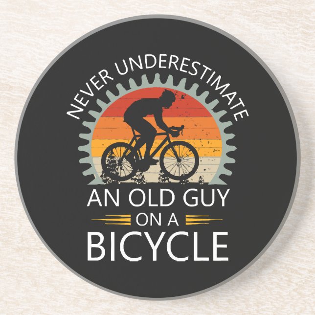  Never Underestimate An Old Guy On A Bicycle  Coaster (Front)