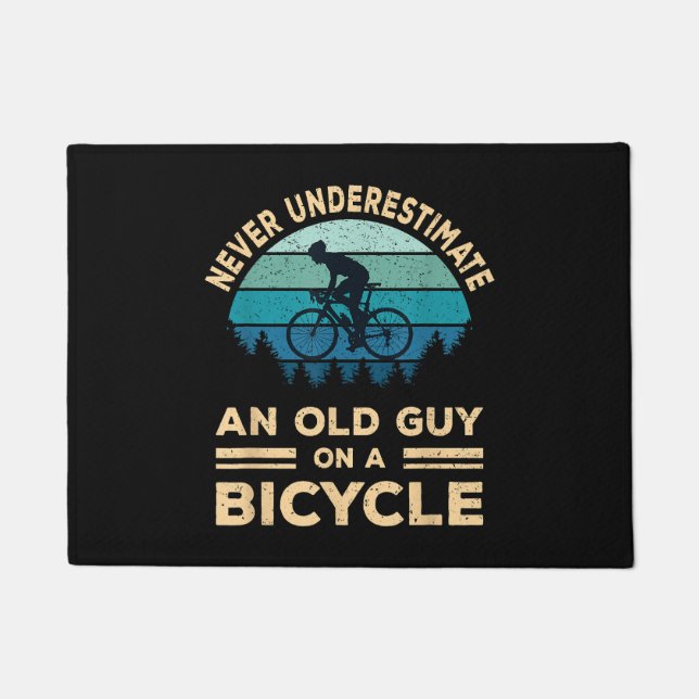 Never Underestimate An Old Guy On A Bicycle Funny  Doormat (Front)