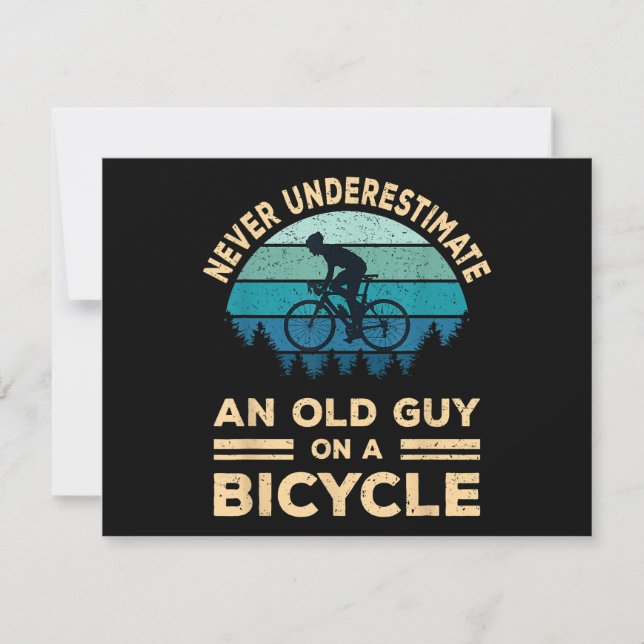 Never Underestimate An Old Guy On A Bicycle Funny  Holiday Card (Front)