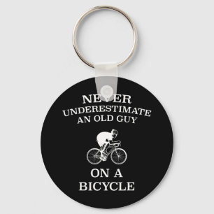 Never Underestimate An Old Guy On A Bicycle Funny  Key Ring