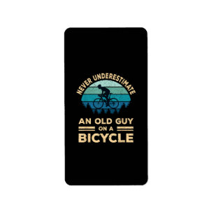 Never Underestimate An Old Guy On A Bicycle Funny Label