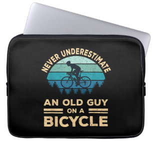 Never Underestimate An Old Guy On A Bicycle Funny Laptop Sleeve