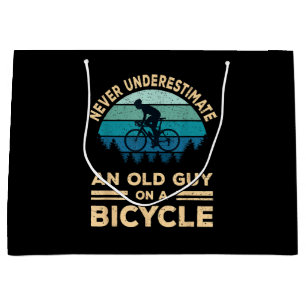 Never Underestimate An Old Guy On A Bicycle Funny Large Gift Bag