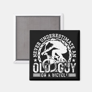Never Underestimate An Old Guy On A Bicycle Funny Magnet