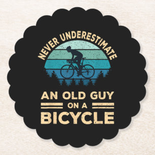 Never Underestimate An Old Guy On A Bicycle Funny Paper Coaster