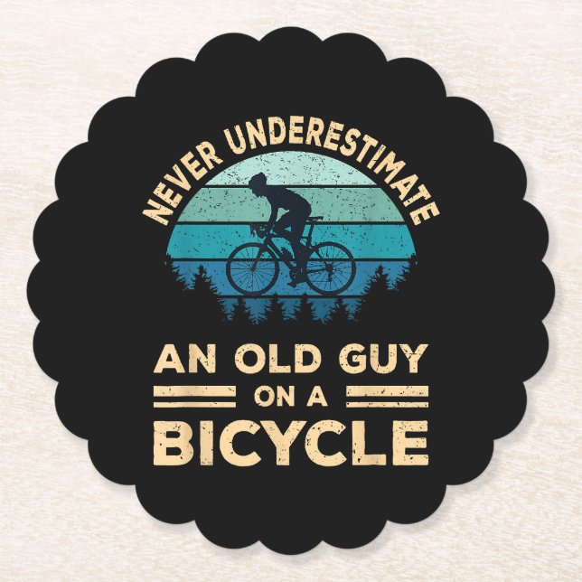 Never Underestimate An Old Guy On A Bicycle Funny  Paper Coaster (Front)