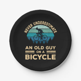 Never Underestimate An Old Guy On A Bicycle Funny  Paper Plate