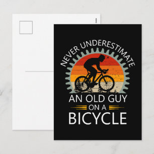  Never Underestimate An Old Guy On A Bicycle Holiday Postcard