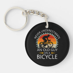 Never Underestimate An Old Guy On A Bicycle Key Ring