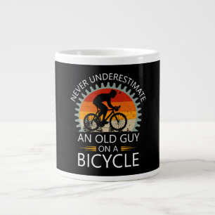 Never Underestimate An Old Guy On A Bicycle Large Coffee Mug