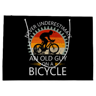 Never Underestimate An Old Guy On A Bicycle Large Gift Bag