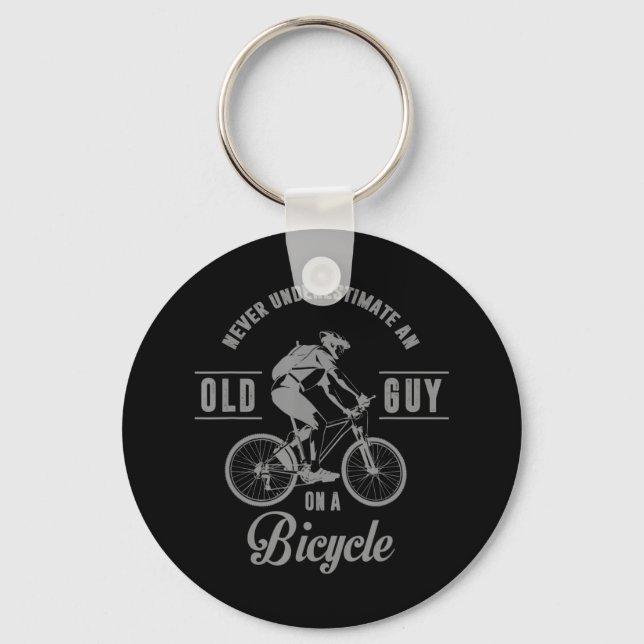Never Underestimate An Old Guy On A Bicycle Never  Key Ring (Front)