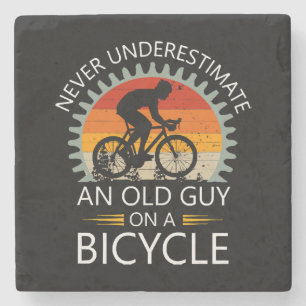 Never Underestimate An Old Guy On A Bicycle Stone Coaster