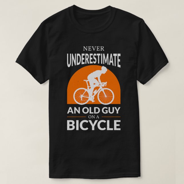 Never Underestimate An Old Guy On A Bicycle V T-Shirt (Design Front)