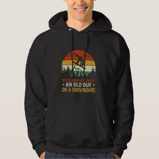Never Underestimate an Old Guy on a Snowboard Retr Hoodie