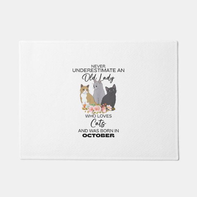 Never Underestimate An Old Lady Who Loves Cats Bor Doormat (Front)