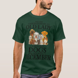 Never Underestimate An Old Lady Who Loves Dogs Bor T-Shirt