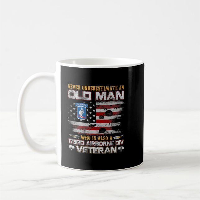 Never Underestimate an Old Man 173rd Airborne Vete Coffee Mug (Left)