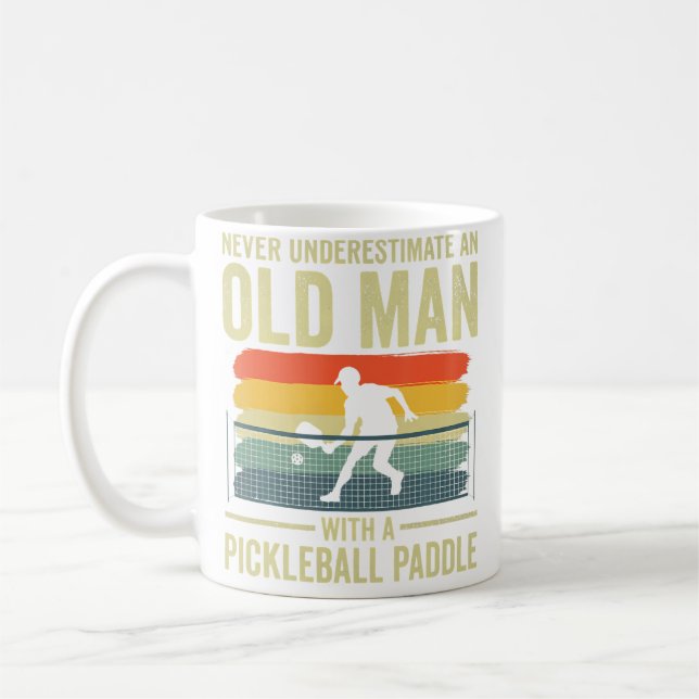 Never Underestimate An Old Man Men Grandpa Pickleb Coffee Mug (Left)
