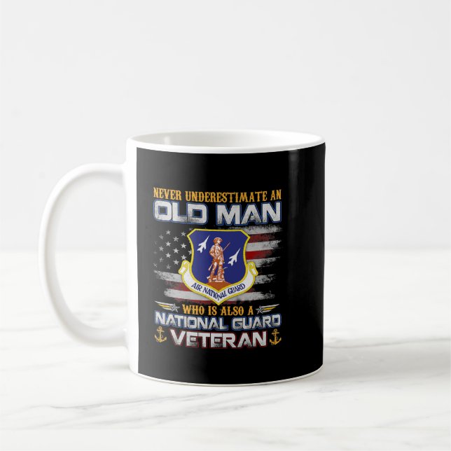 Never Underestimate An Old Man National Guard Vete Coffee Mug (Left)