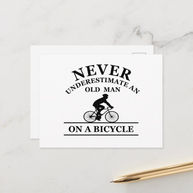 never underestimate an old man on a bicycle holiday postcard (Front/Back In Situ)
