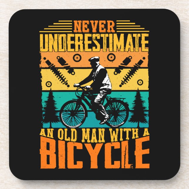 Never Underestimate An Old Man On A Bike Coaster (Front)