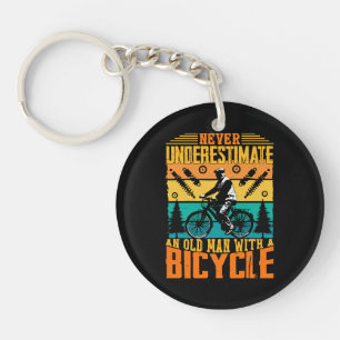 Never Underestimate An Old Man On A Bike Key Ring