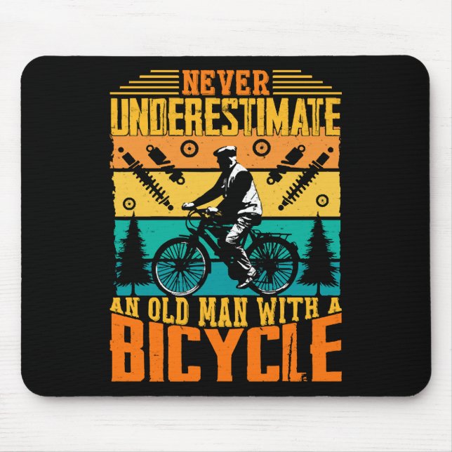 Never Underestimate An Old Man On A Bike Mouse Mat (Front)