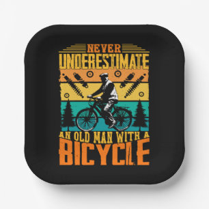 Never Underestimate An Old Man On A Bike Paper Plate