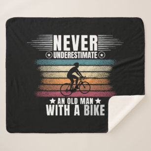 Never Underestimate An Old Man On A Bike Sherpa Blanket